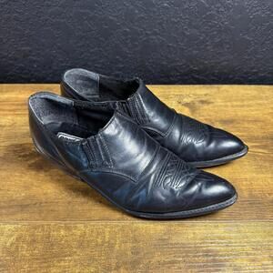 Code West Cowboy Shoes Mens Size 7M Black Leather‎ Western Slip On